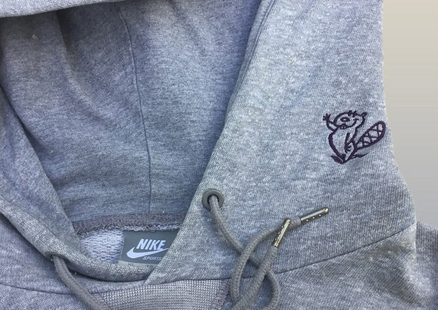 Embroidered beaver on original Nike hoodie