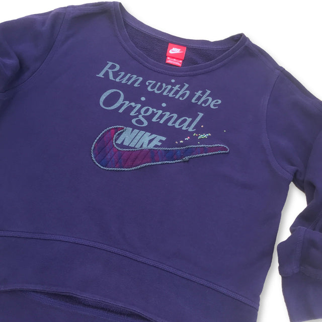 Purple Nike cotton sweatshirt with beads and fleece swoosh